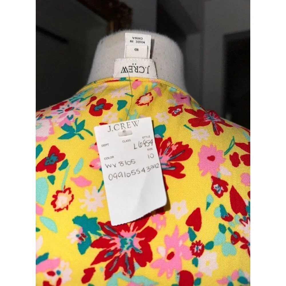 FB11‎ J Crew Floral Yellow Dress Size 10 Wrap NWT Flaws Womens New
